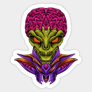 evil alien king illustration Sticker